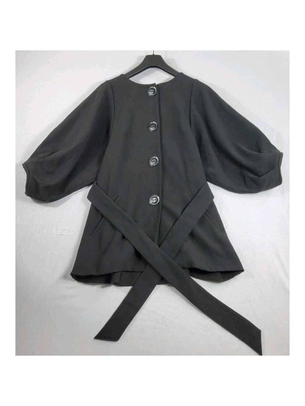 Karen Kane Belted Jacket Suit Dress Blazer Lined Button Women's Size L Black